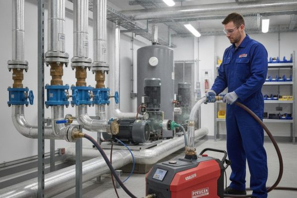 Professional powerflushing of a commercial heating system in a Tonbridge office or commercial building